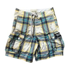 Abercrombie & Fitch Men's Size Small Blue Plaid Swim Trunks Y2K